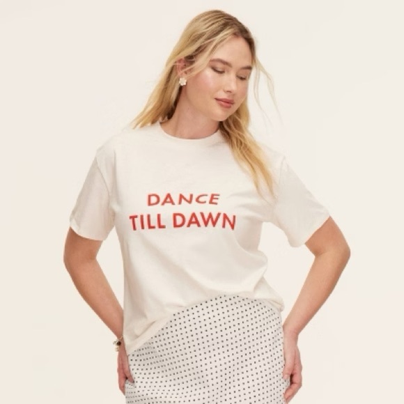 Kate Spade Dance White Tee with Red Print, XS - Picture 1 of 4